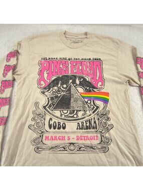 Pink Floyd The Dark Side of the Moon Tour Band Graphic Shirt Mens Size S Tan